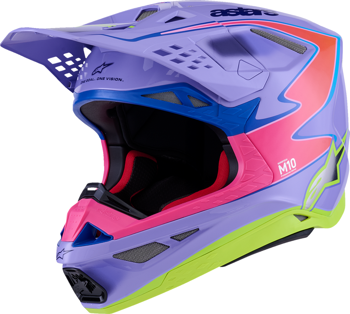 Alpinestars Supertech M10 Jett Lawrence R01 MIPS Helmet - Purple/Pink Fluo/Yellow Fluo Glossy