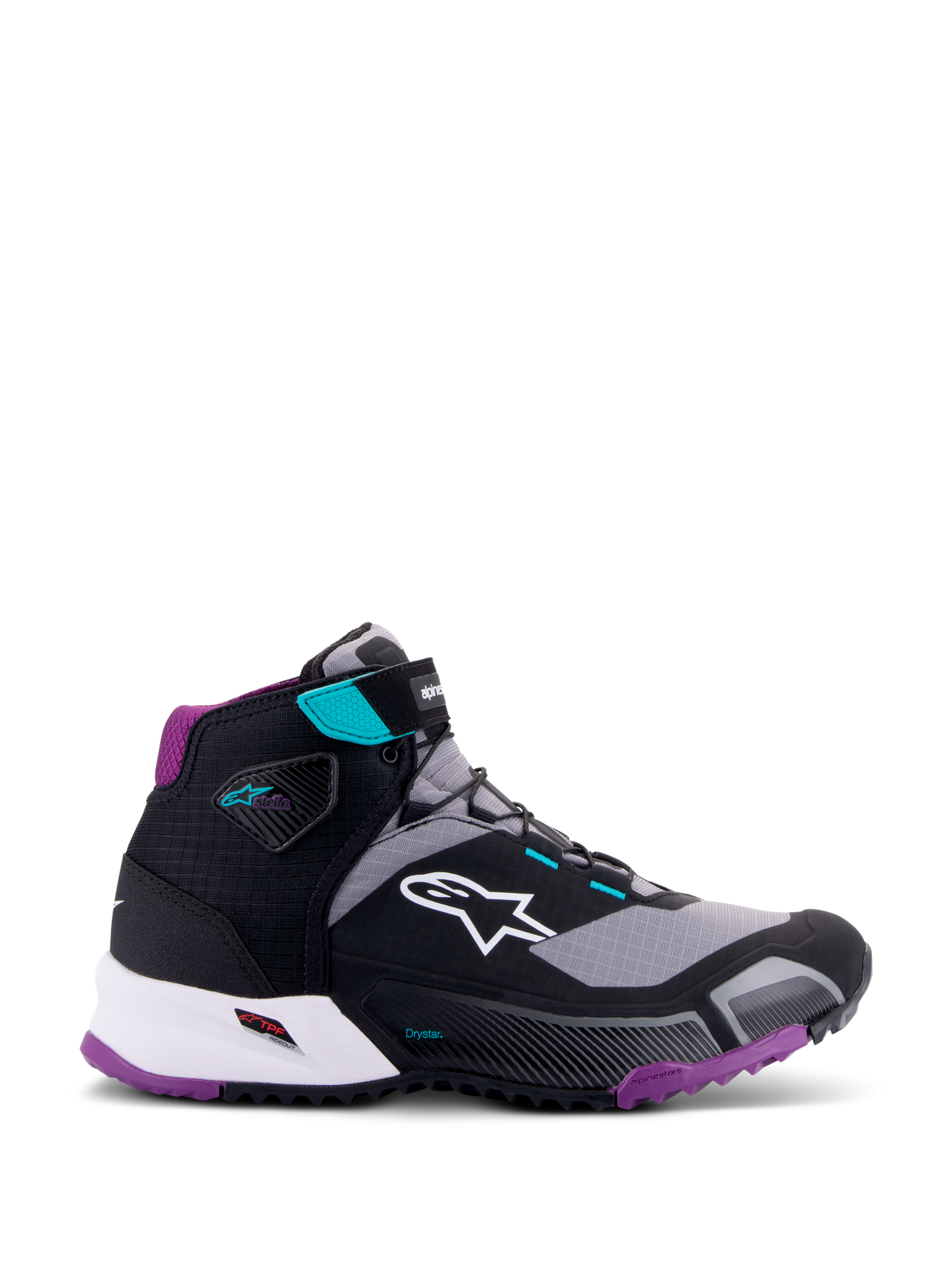 Alpinestars CR-X Womens Drystar Riding Shoes - Black/Gray/Plum Teal