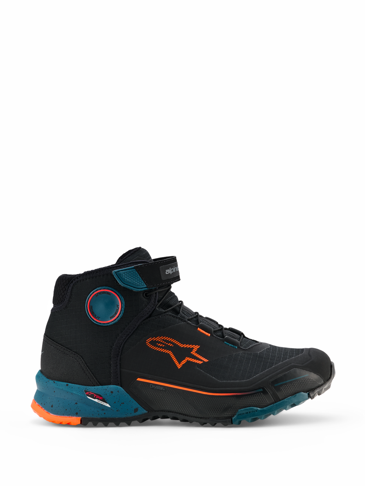 Alpinestars CR-X Drystar Riding Shoes - Black/Petrol/Orange Fluo