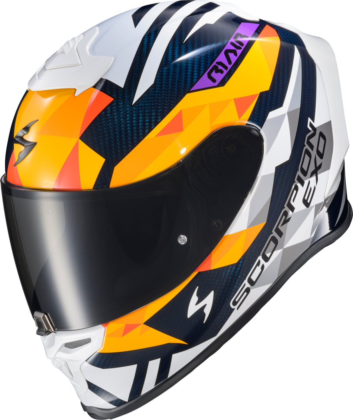 Scorpion EXO-R1 Air Carbon Rastor Helmet - Orange/White/Blue