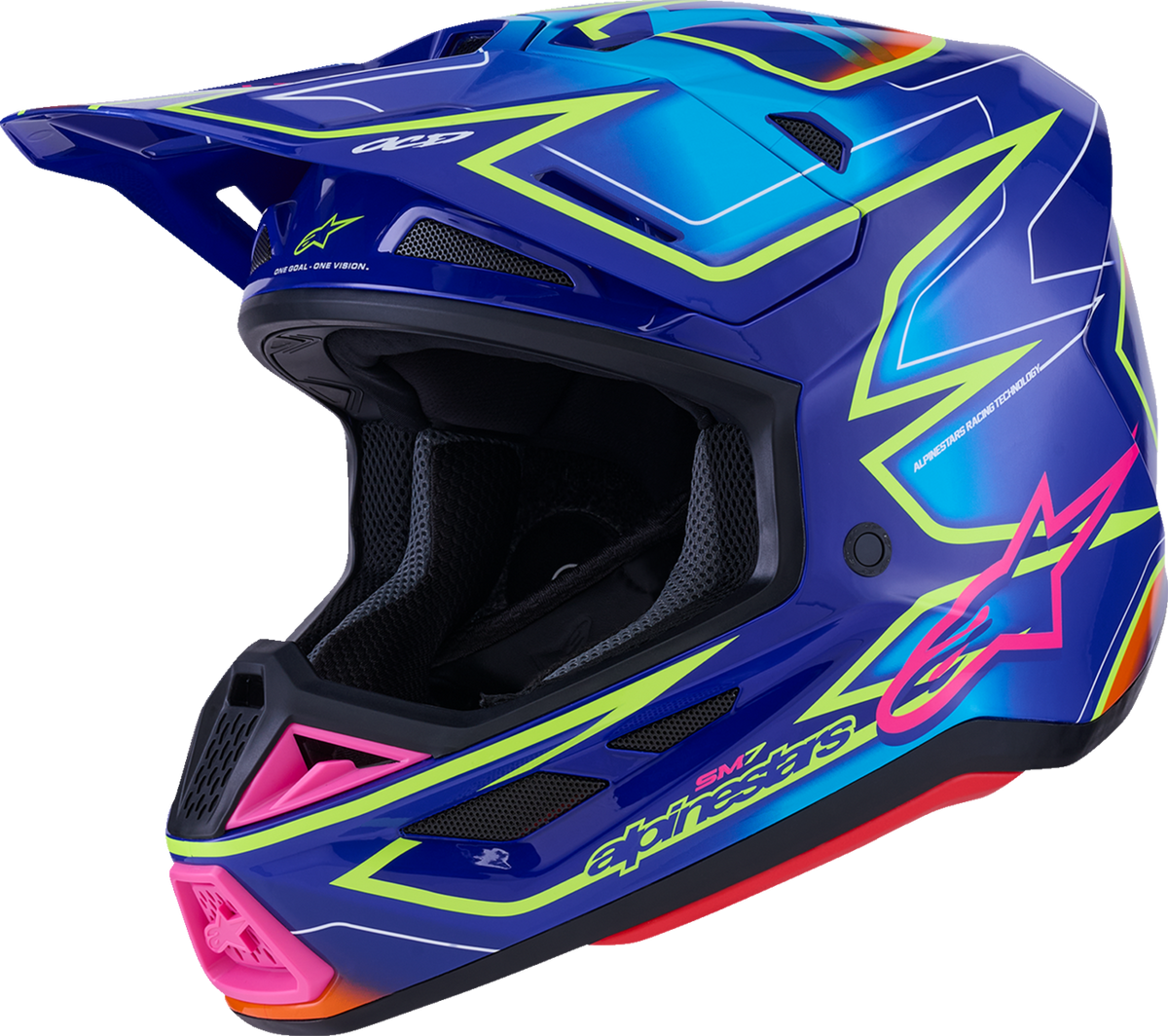 Alpinestars SM7 Cast Helmet - Gloss/Blue/Pink/Yellow Fluo