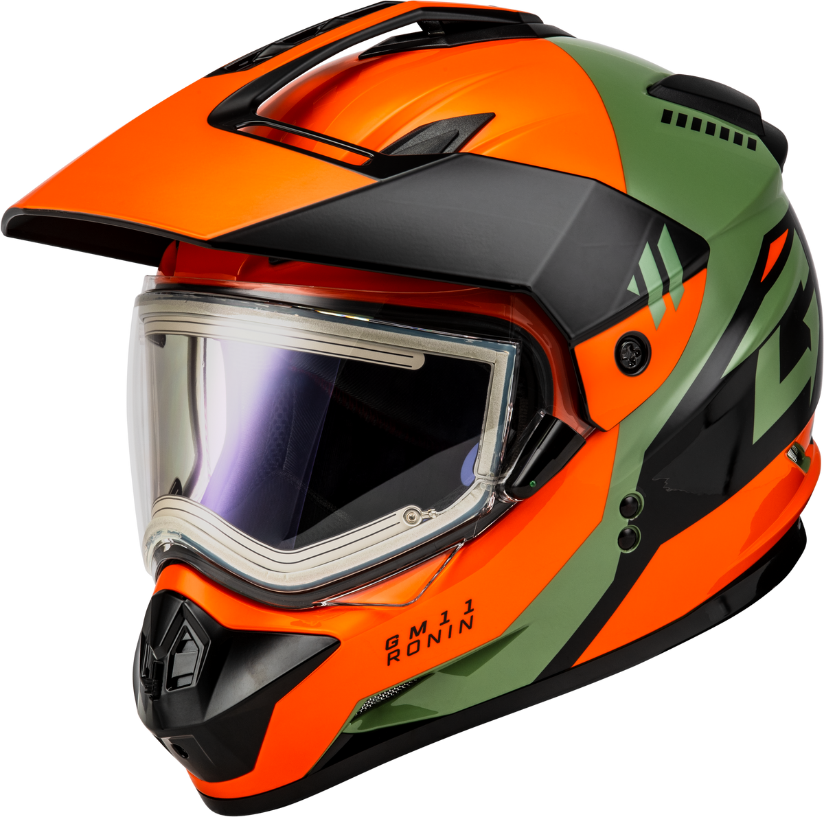 GMAX GM-11S Ronin Helmet W/Electric Shield Orange/Grey/Black