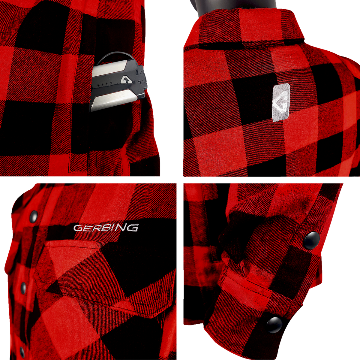 7 V Battery Heated Flannel Shirt - Red/Black