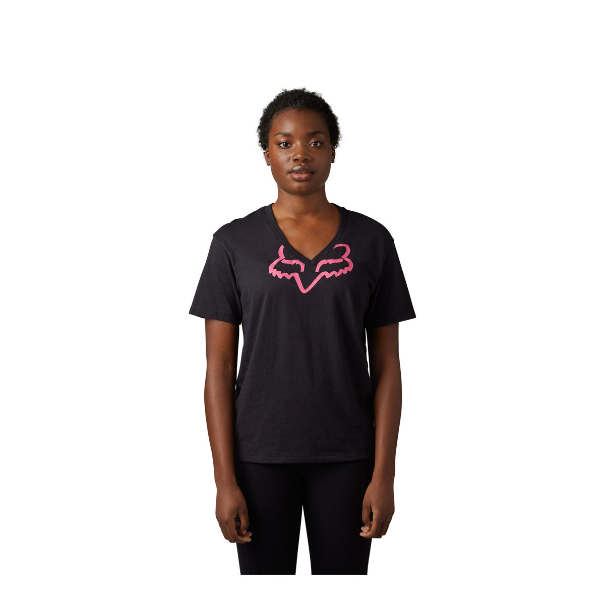 Fox Racing Womens Boundary V-Neck Tee - Black/Pink