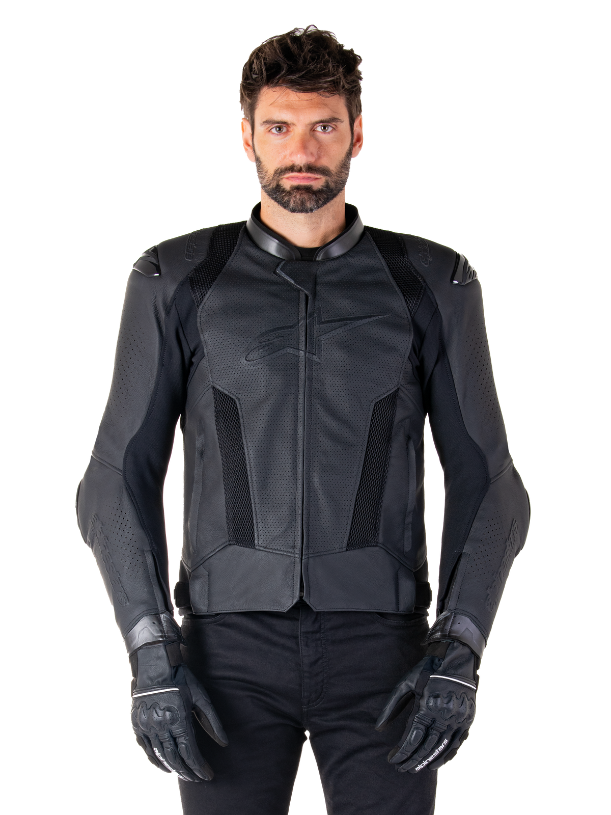 Alpinestars Missile V3 Airflow Leather Jacket - Black/Black