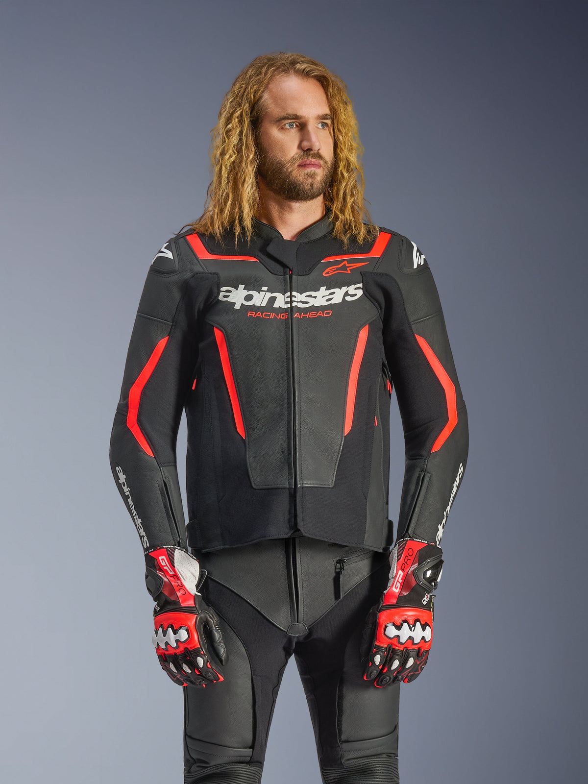 Alpinestars GP Force V2 Leather Jacket - Black/Red