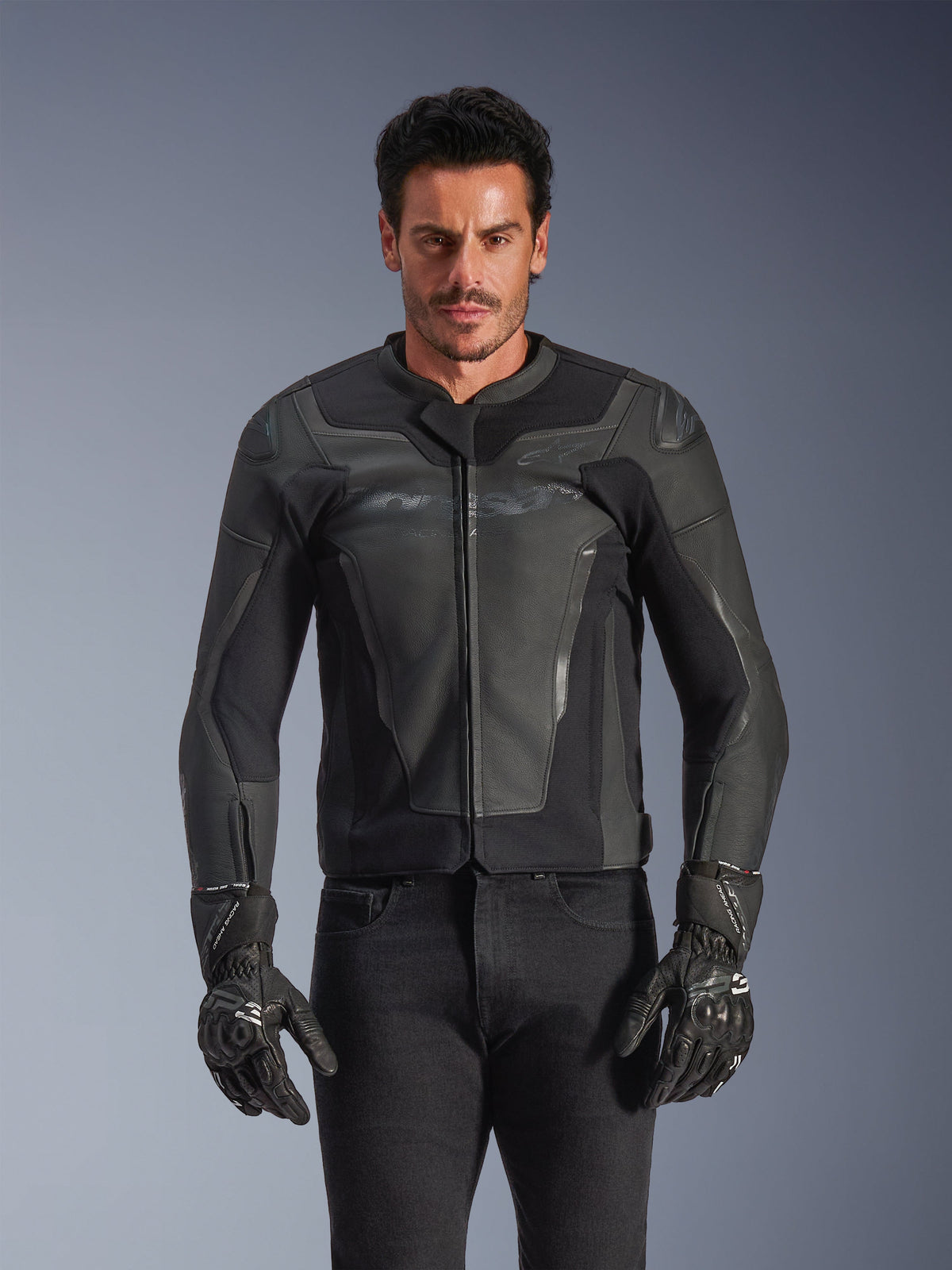 Alpinestars GP Force V2 Leather Jacket - Black/Black