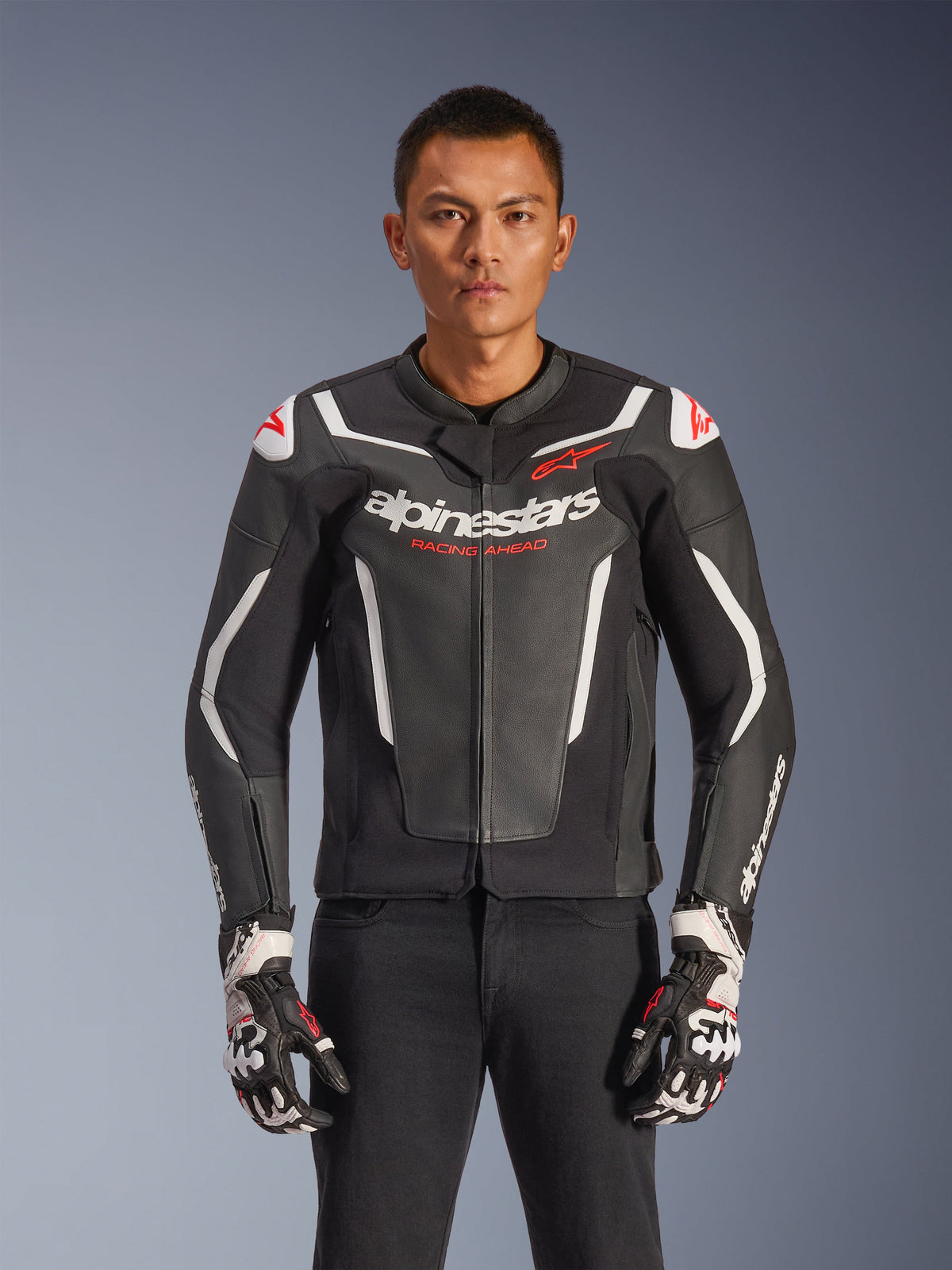 Alpinestars GP Force V2 Leather Jacket - Black/White
