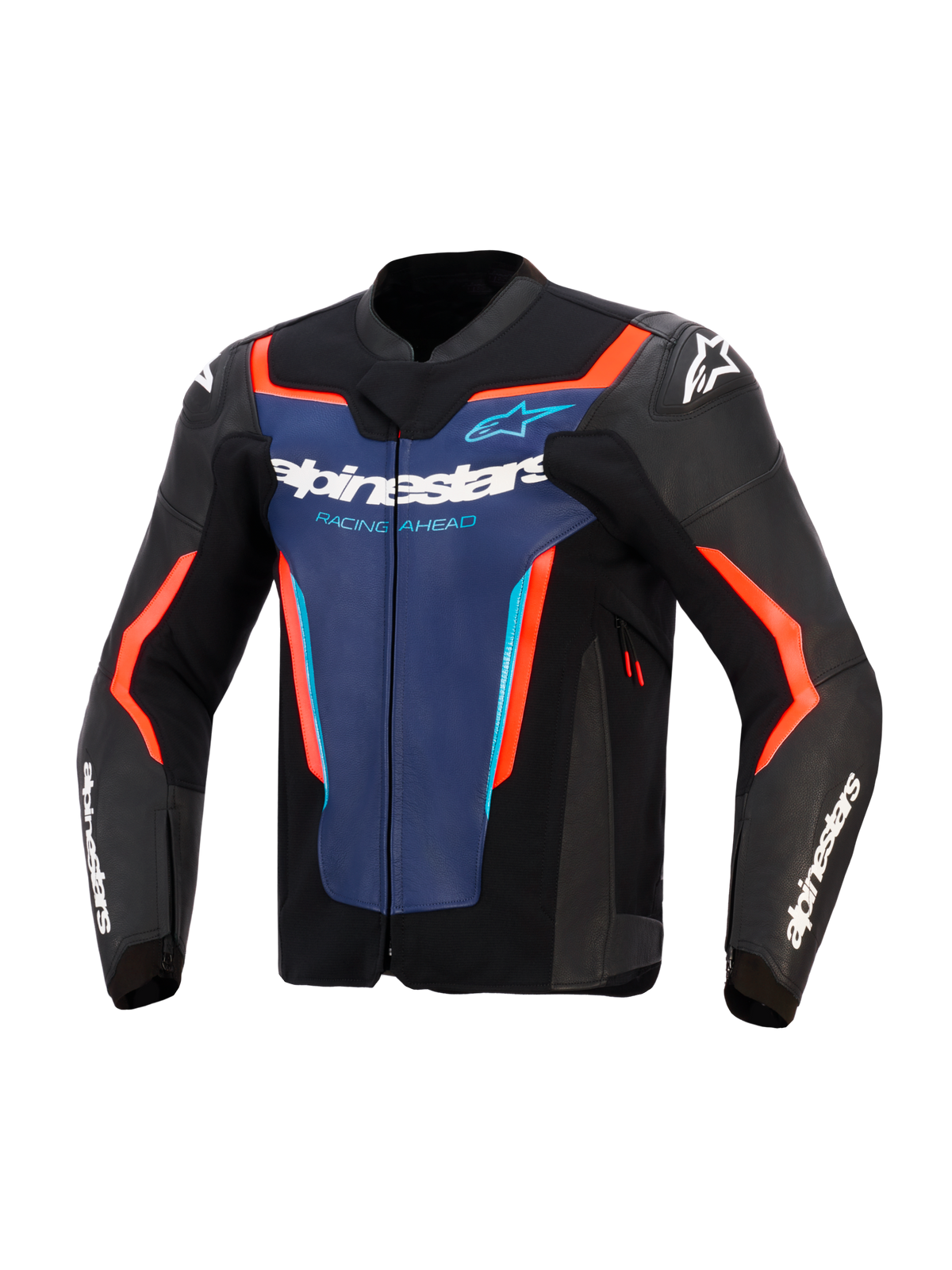 Alpinestars GP Force V2 Leather Jacket - Black/Blue/Red Fluo
