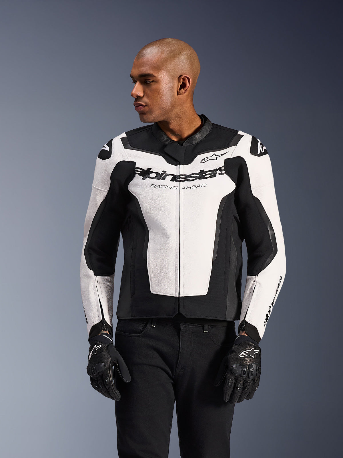 Alpinestars GP Force V2 Leather Jacket - White/Black