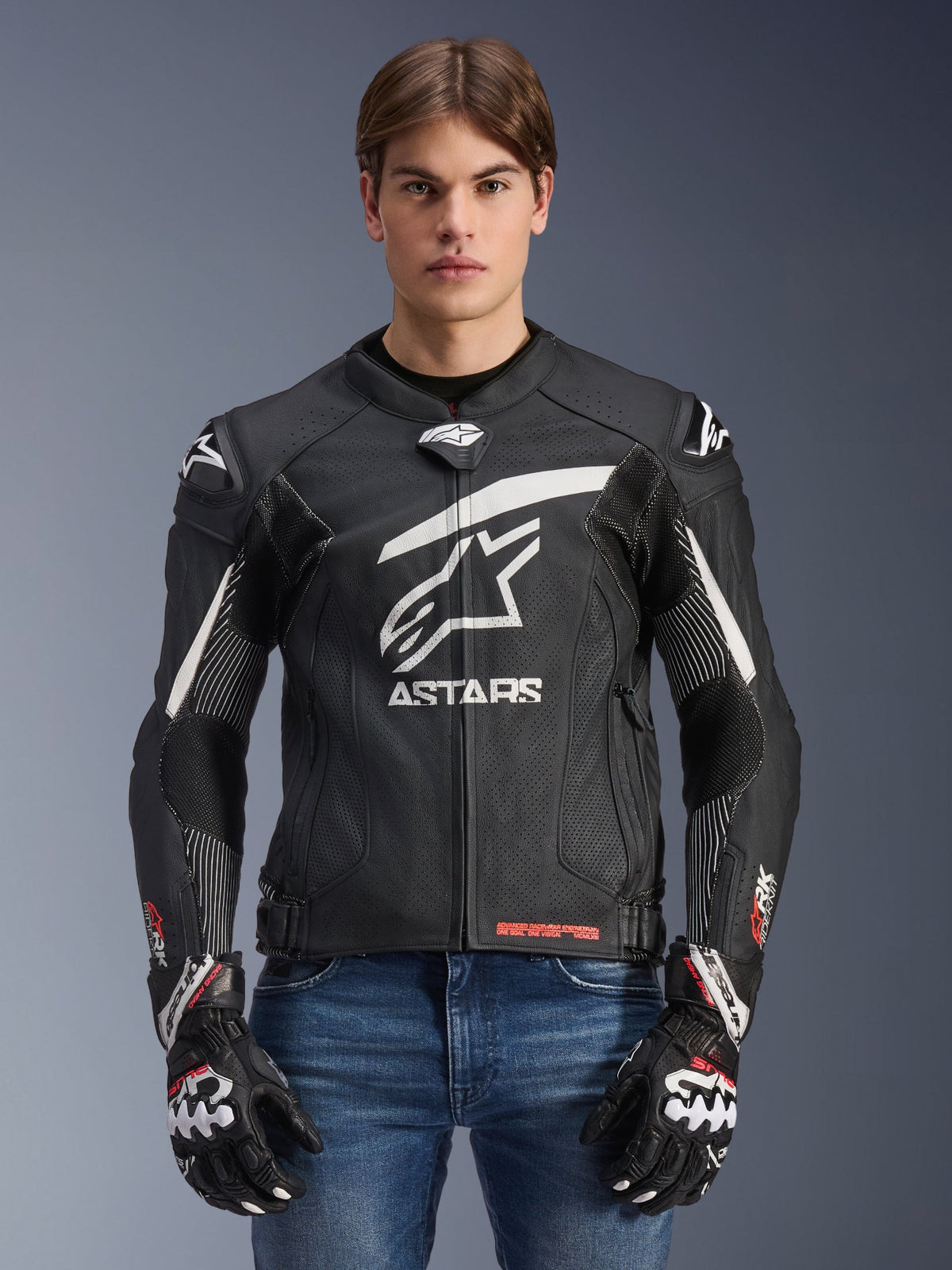 Alpinestars GP Plus R V4 Rideknit Leather Jacket - Black/White