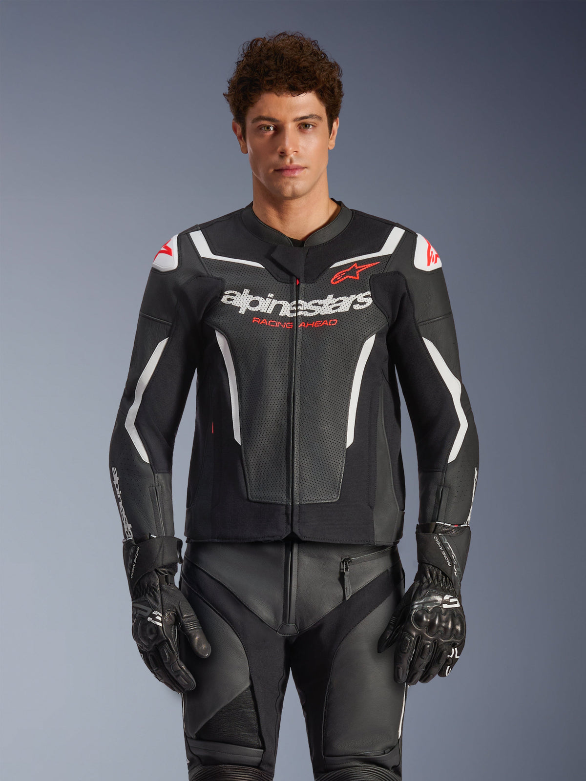 Alpinestars GP Force V2 Air Leather Jacket - Black/White