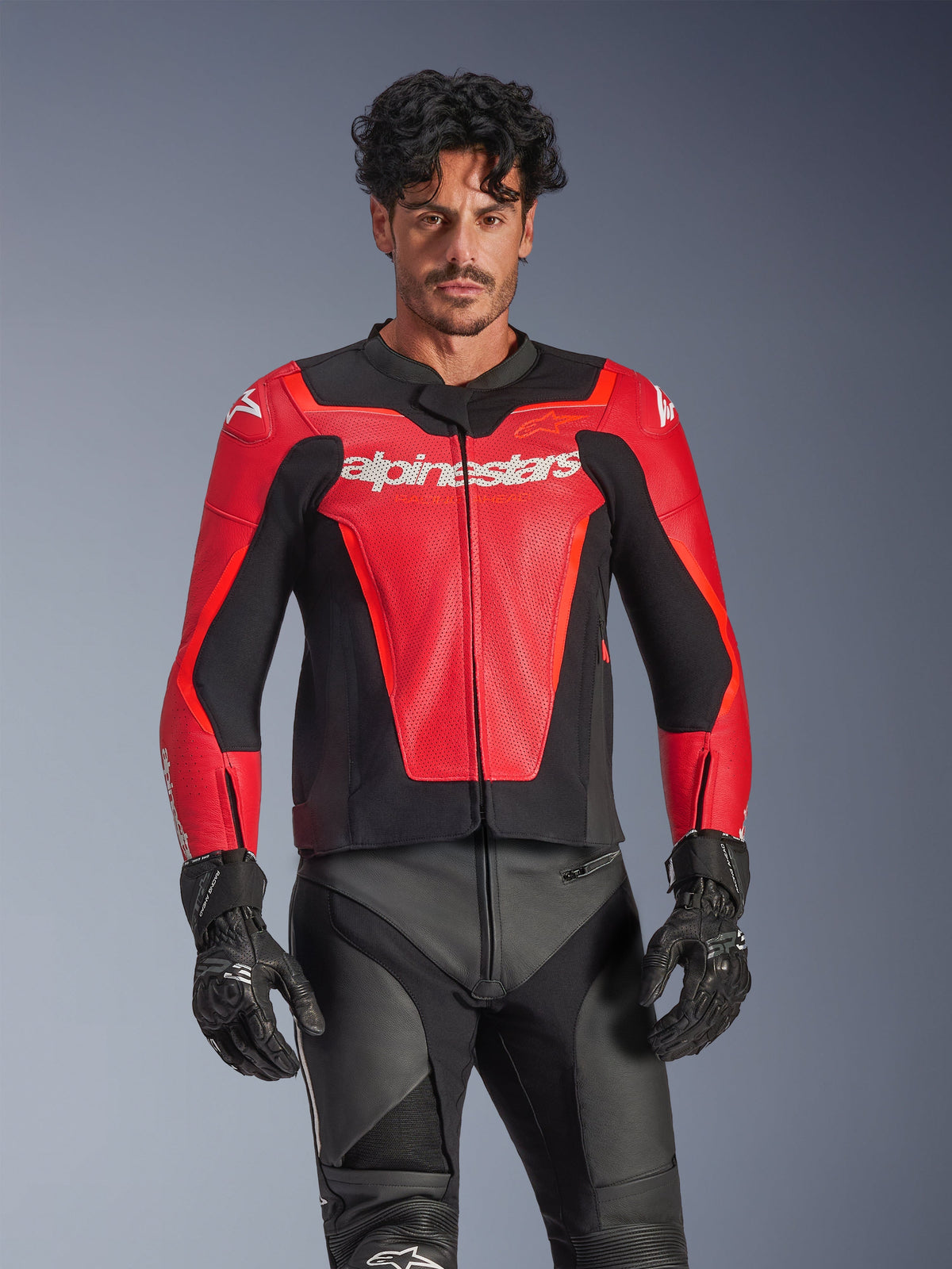 Alpinestars GP Force V2 Air Leather Jacket - Red/Red Fluo