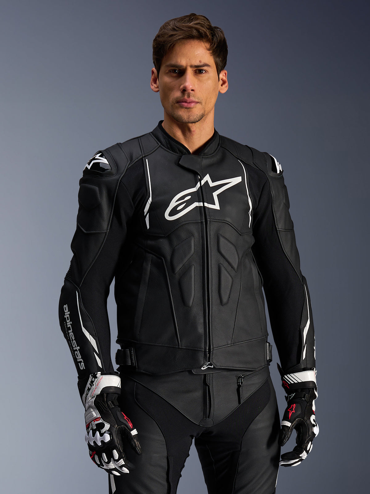 Alpinestars Dusk Leather Jacket - Black/White
