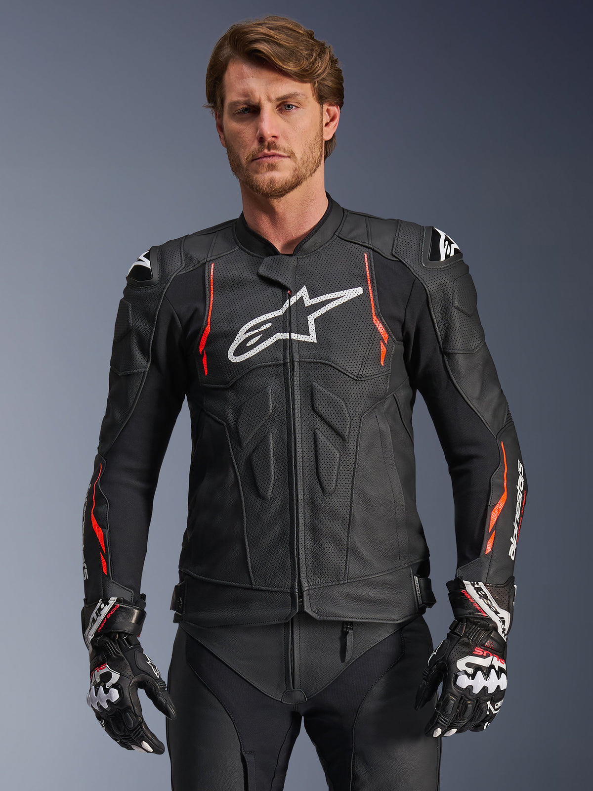 Alpinestars Dusk Airflow Leather Jacket - Black/Red