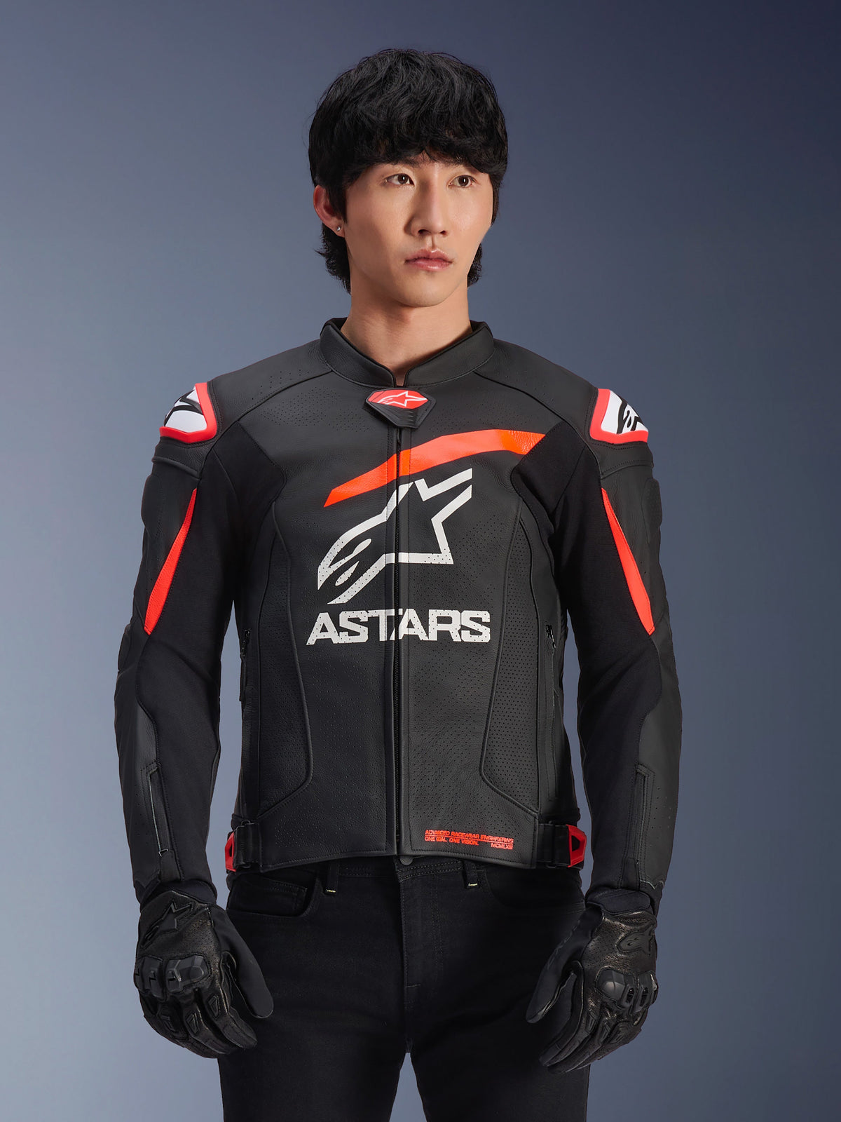 Alpinestars GP Plus R V4 Airflow Leather Jacket - Black/Red Fluo/White