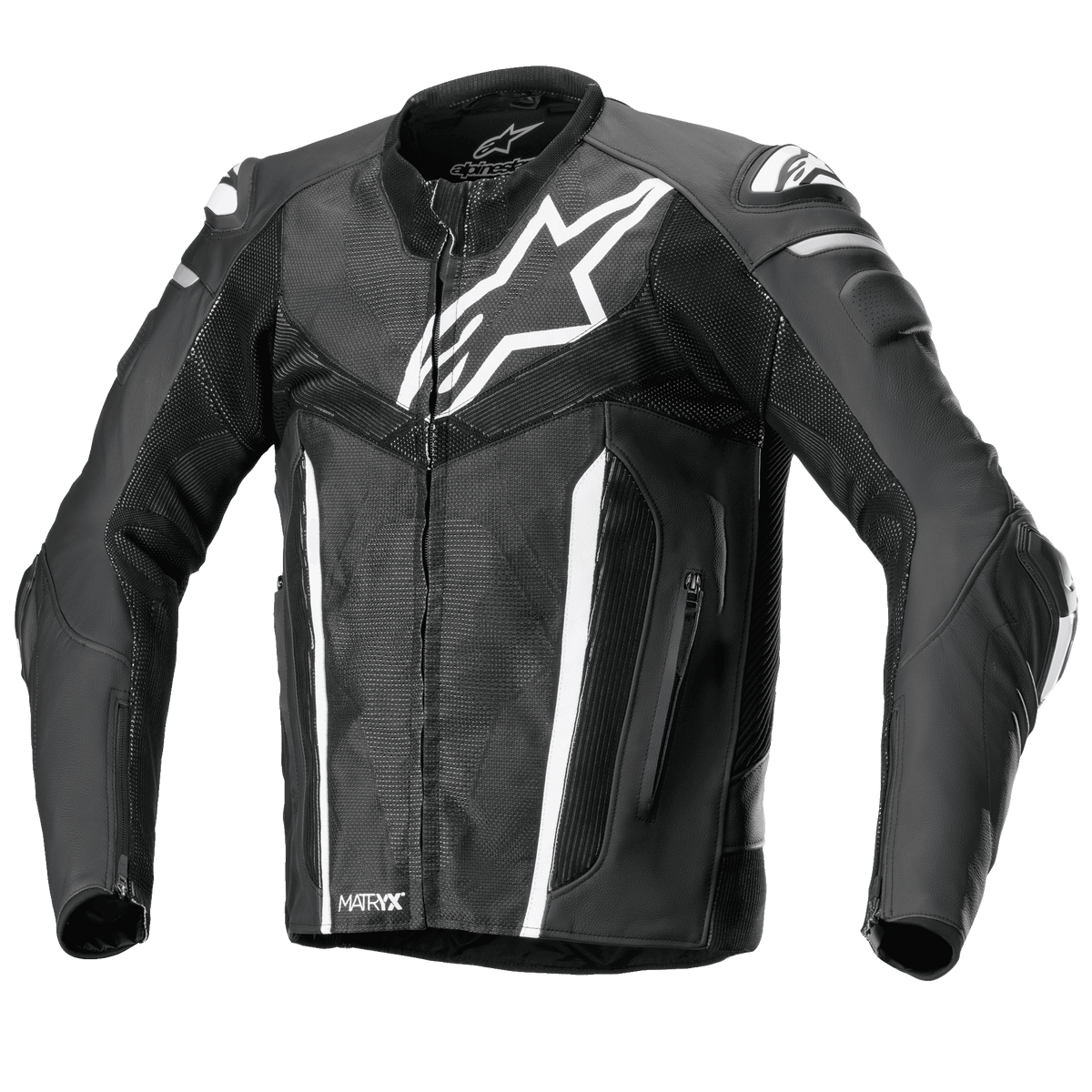 Alpinestars Fusion Leather Jacket - Black/White/Metallic Gray