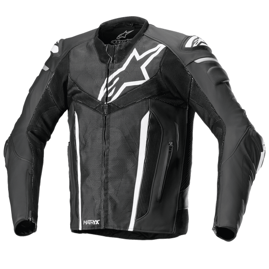 Alpinestars Fusion Leather Jacket - Black/White/Metallic Gray