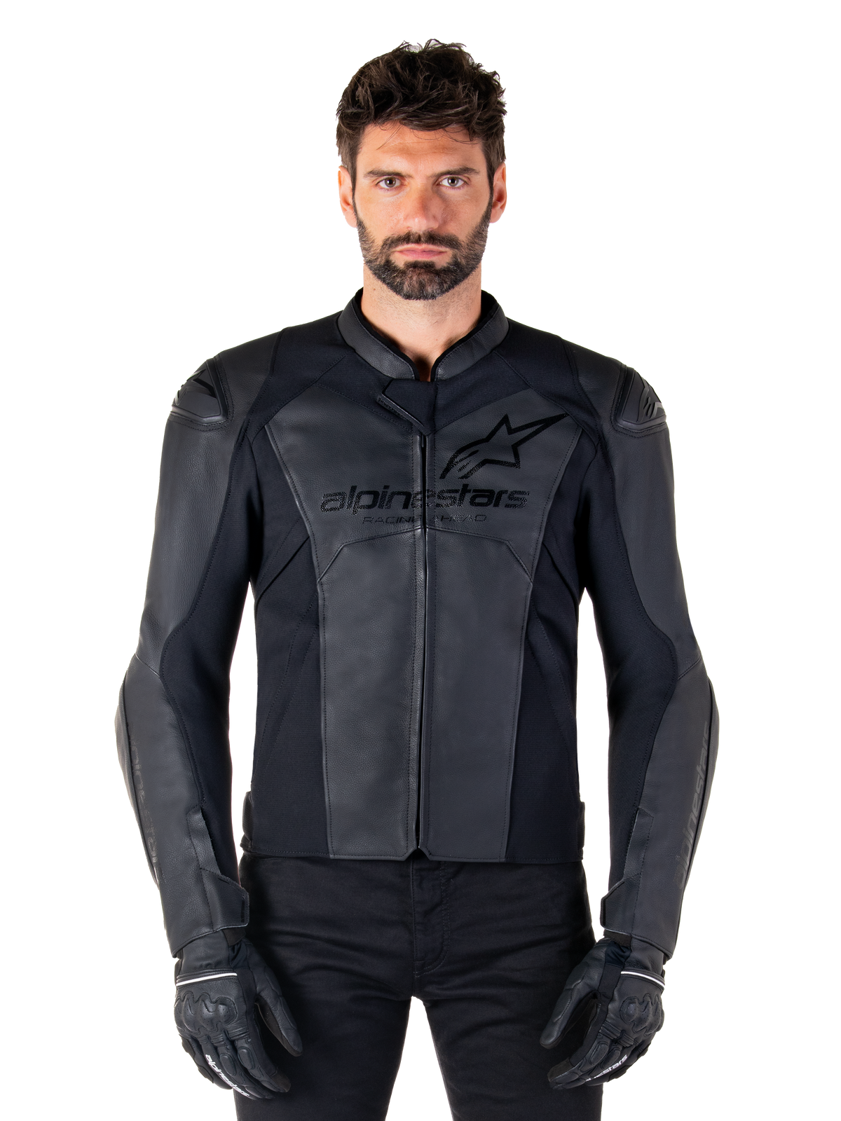 Alpinestars Faster V3 Leather Jacket - Black/Black