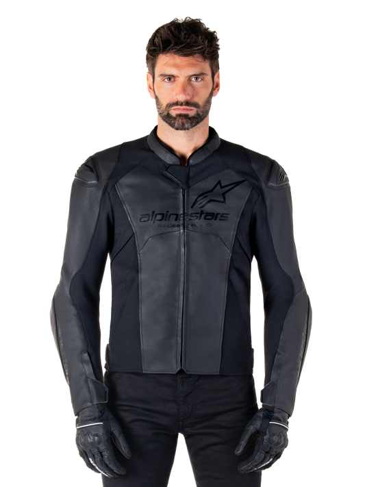 Alpinestars Faster V3 Leather Jacket - Black/Black