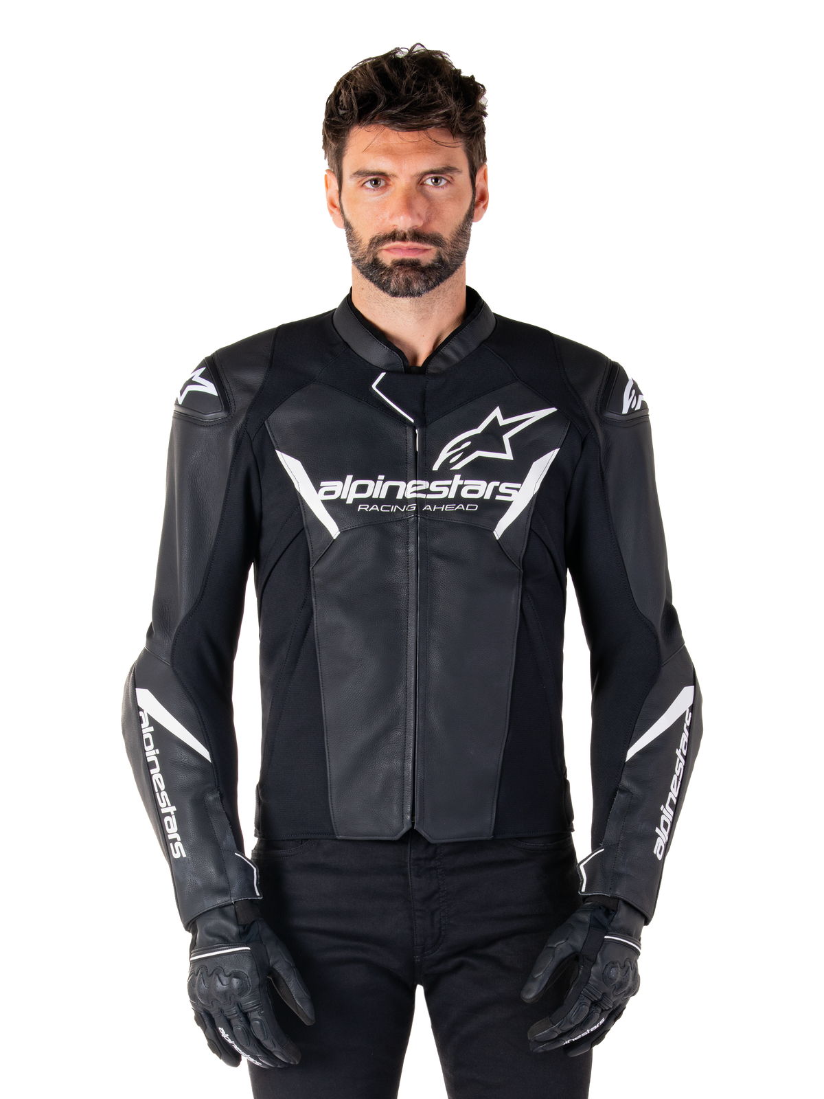 Alpinestars Faster V3 Leather Jacket - Black/White