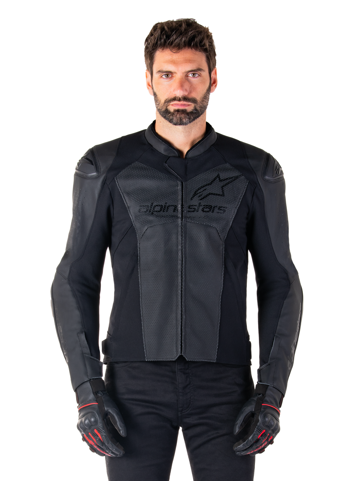 Alpinestars Faster V3 Airflow Leather Jacket - Black/Black