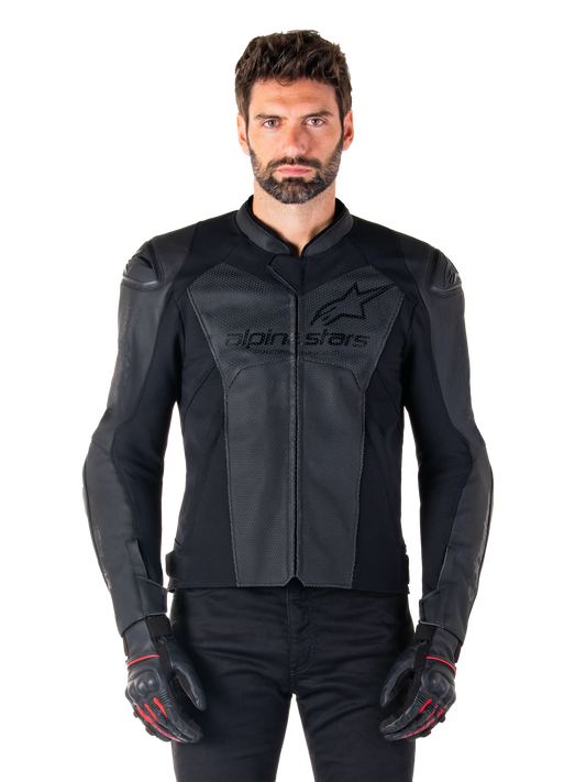 Alpinestars Faster V3 Airflow Leather Jacket - Black/Black
