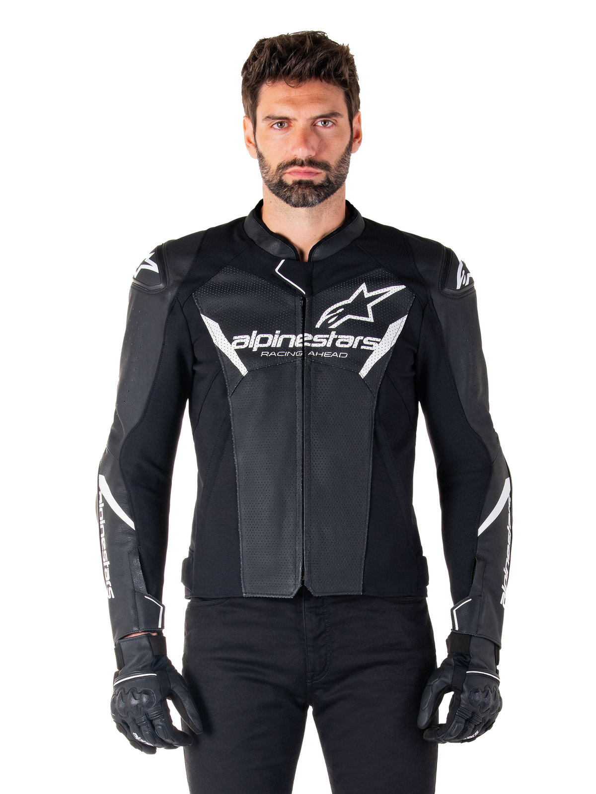 Alpinestars Faster V3 Airflow Leather Jacket - Black/White