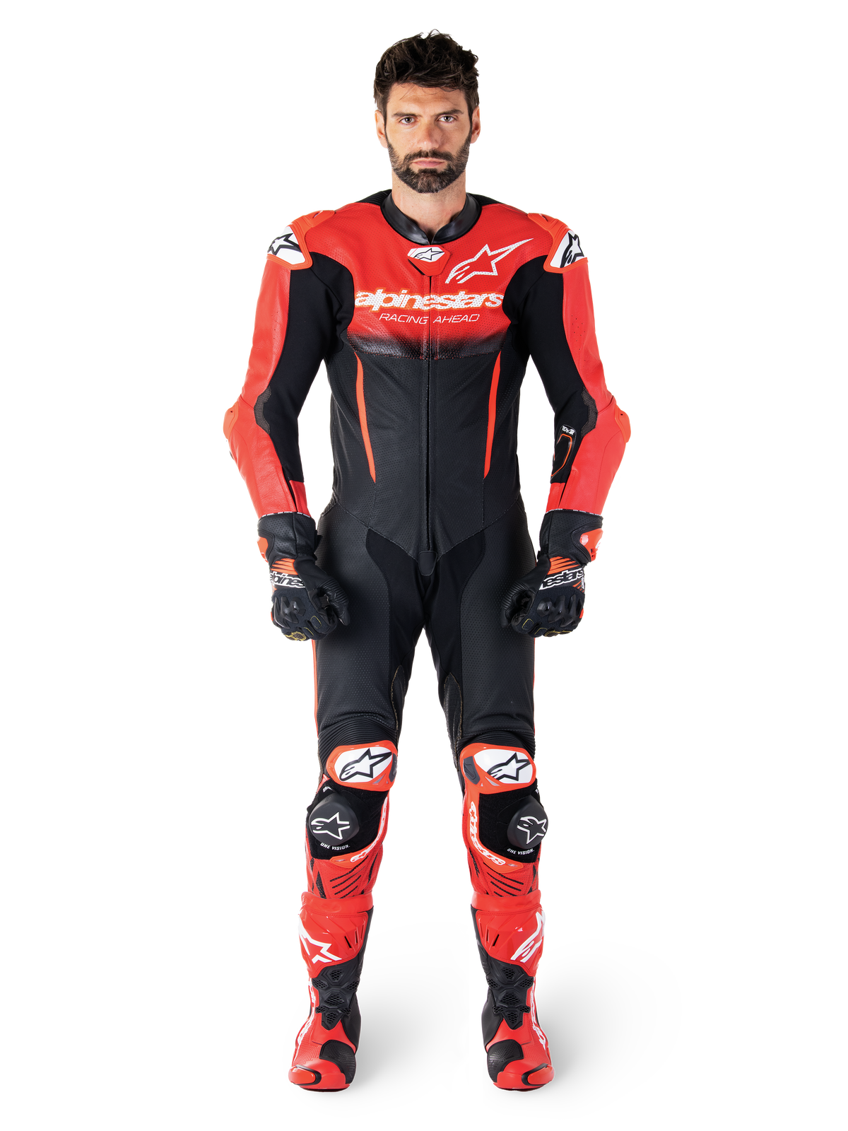 Alpinestars GP-R7 1-PC Leather Suit - Black/Mid Red