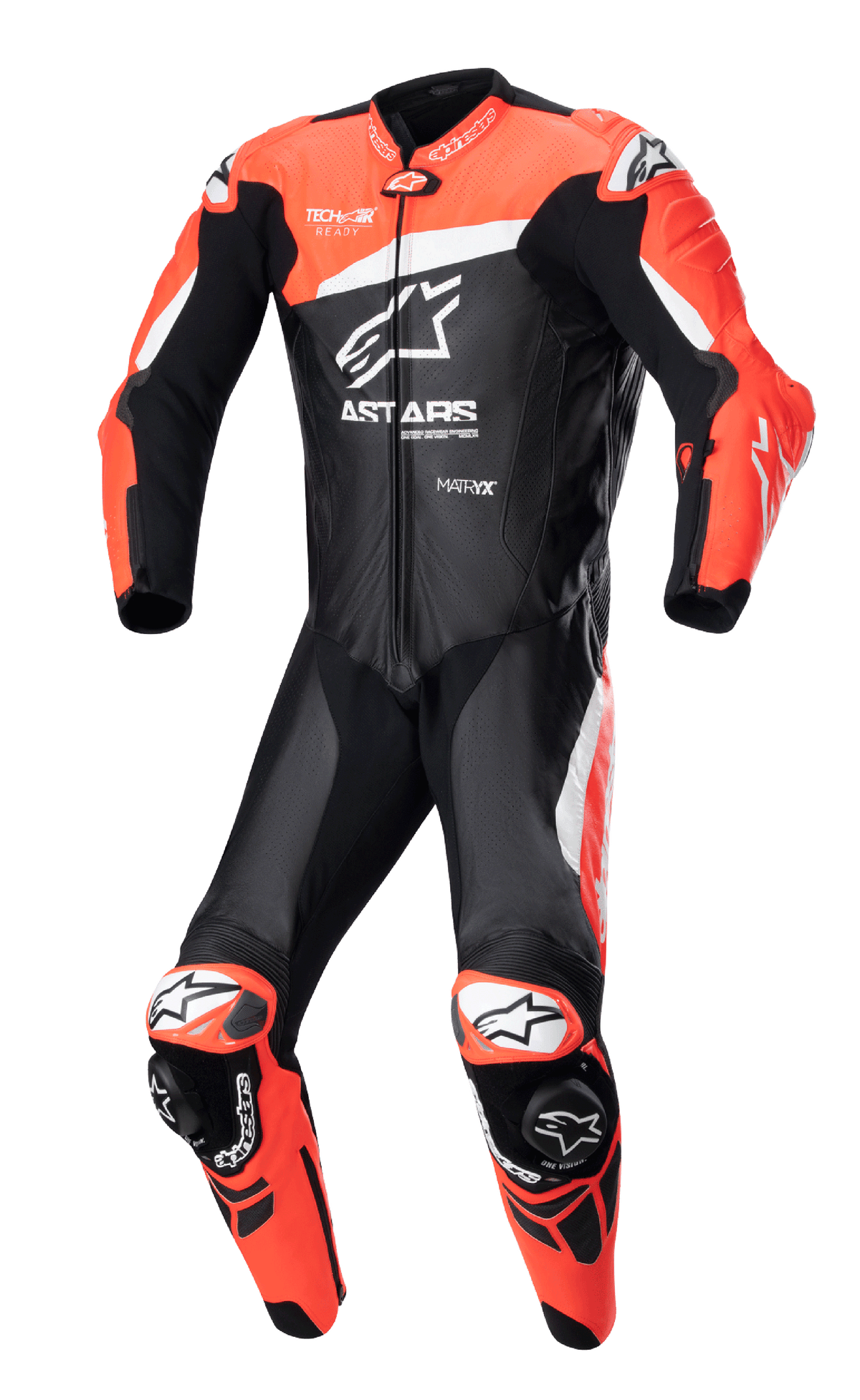 Alpinestars GP Plus v4 Leather Suit - Black/Red Fluo/White