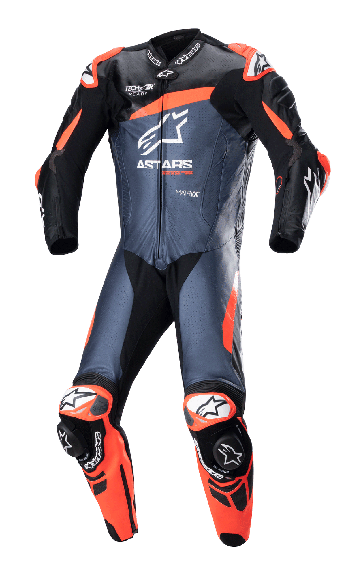 Alpinestars GP Plus v4 Leather Suit - Black/Red Fluo/Dark Blue