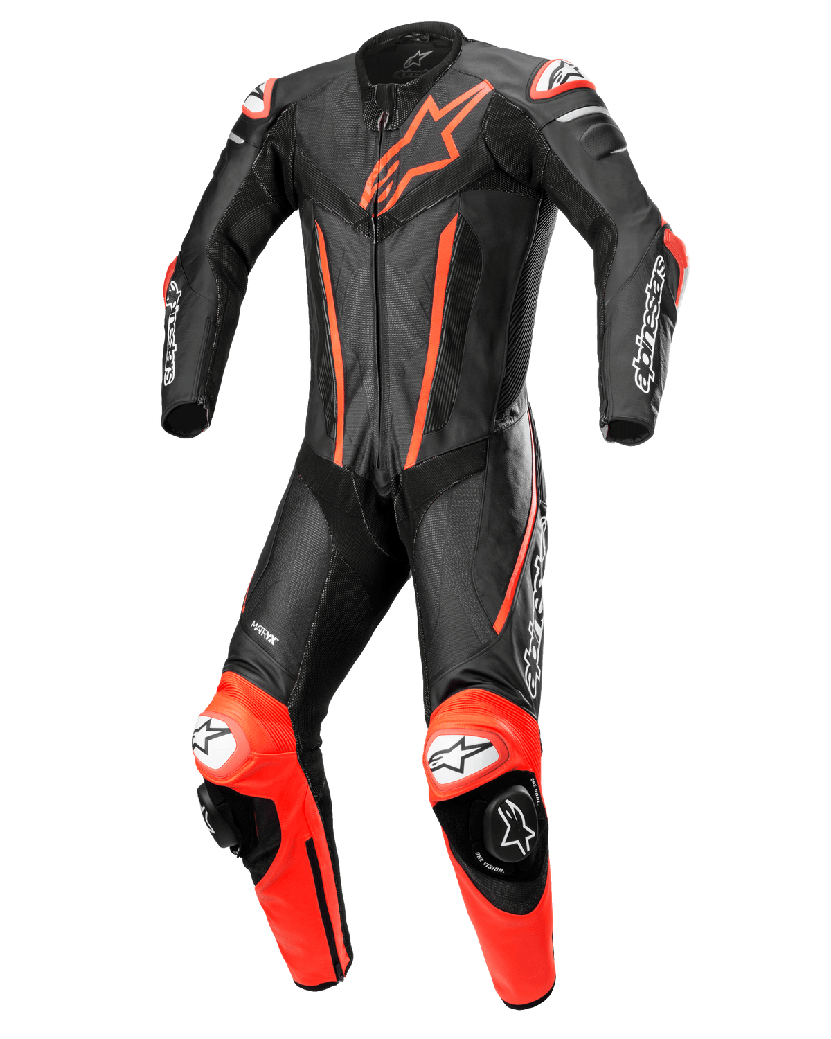 Alpinestars Fusion 1-Piece Suit CLOSEOUT - Black/Red Fluo