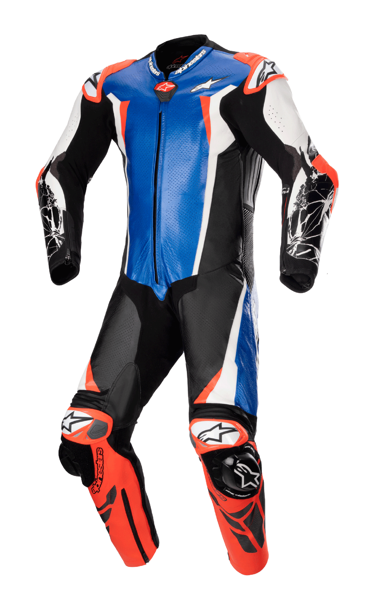 Alpinestars Racing Absolute v2 1-Piece Leather Suit - Metallic Blue/Black/White/Red Fluo