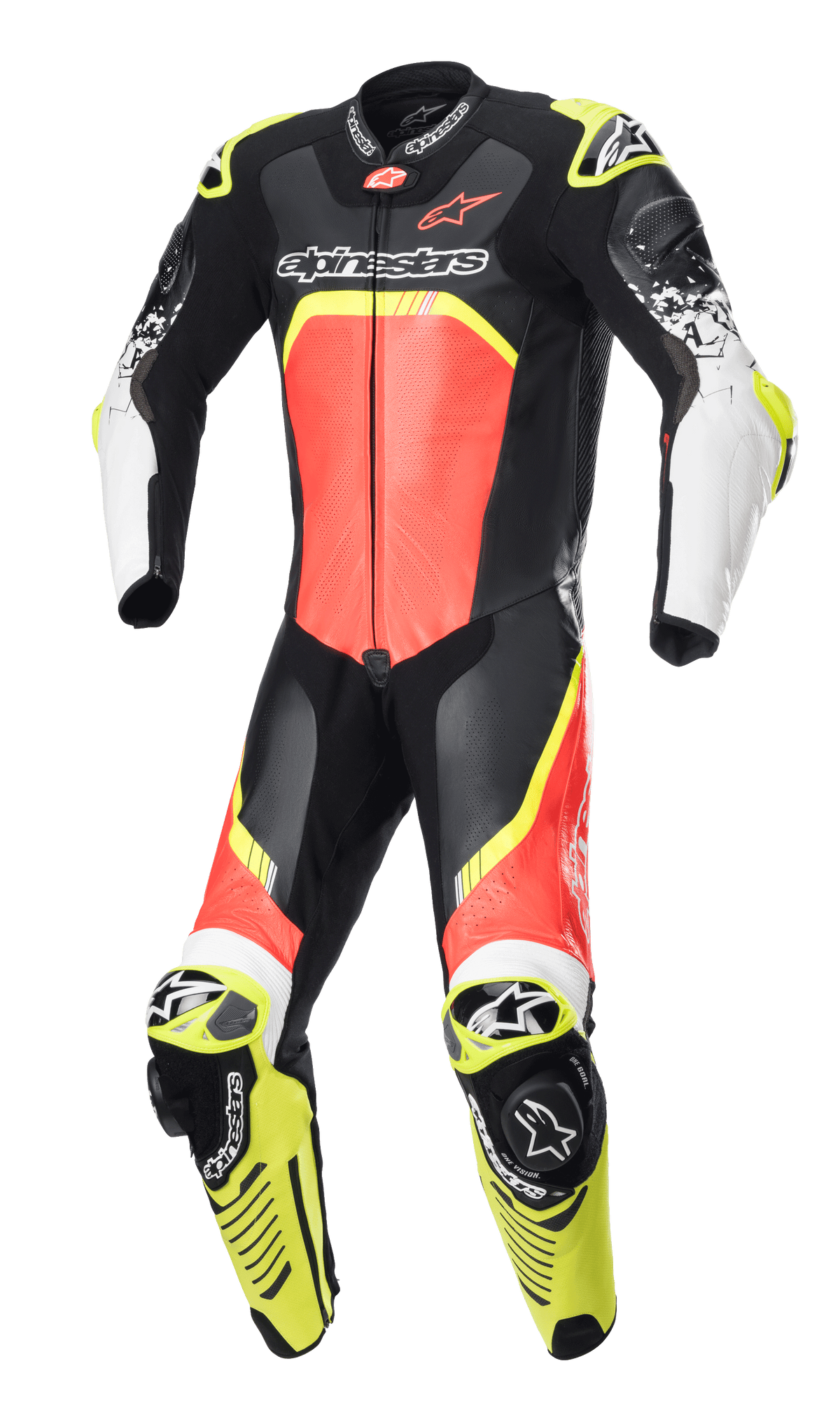 Alpinestars GP Tech v4 Leather Suit CLOSEOUT - Black/Red/Yellow Fluo