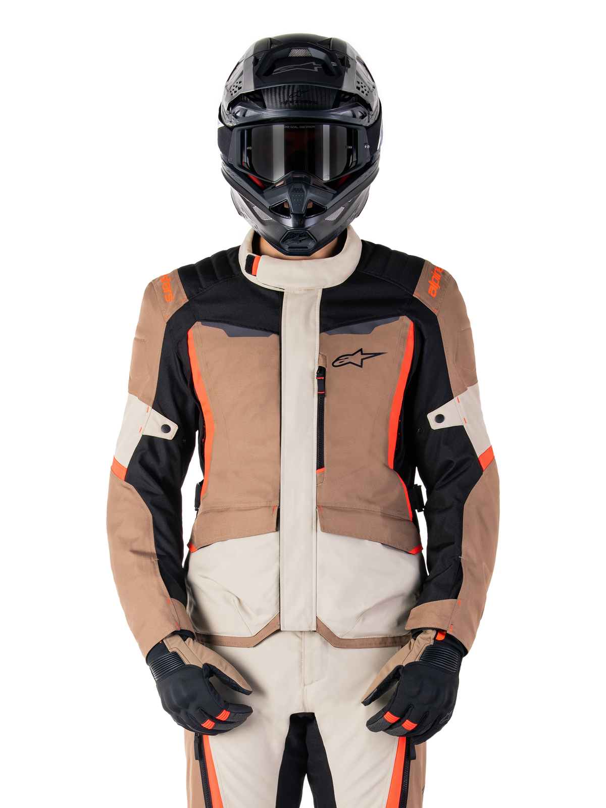 Alpinestars ST-1 Waterproof Jacket - Dark Khaki Sand/Black/Red Fluo