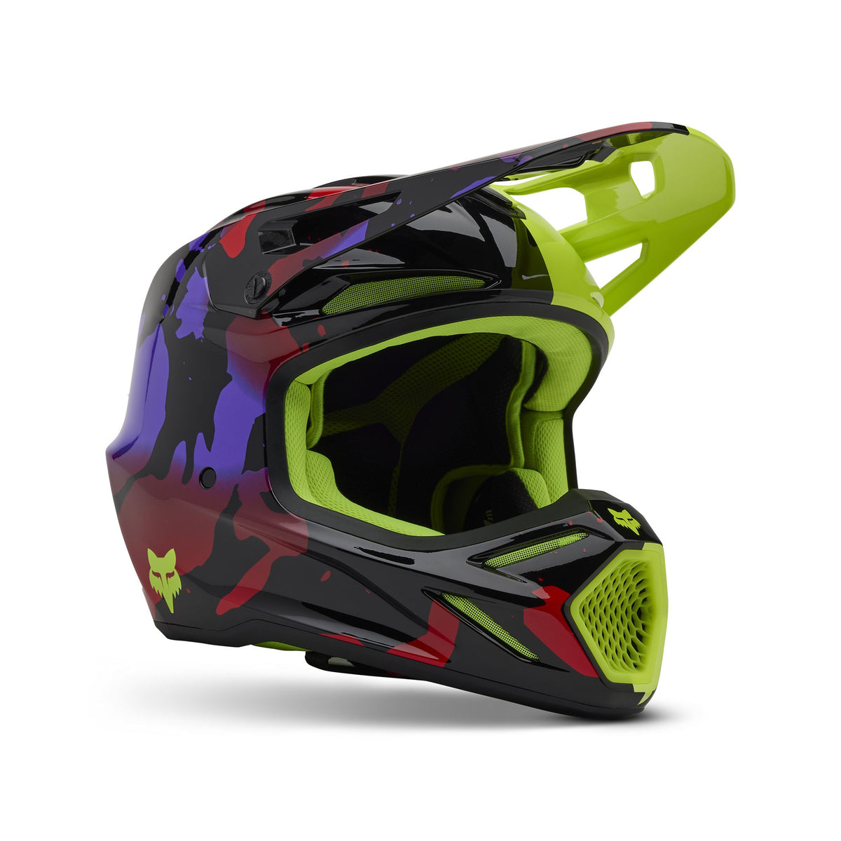 Fox Racing V3 Throttle Helmet - Flo Yellow