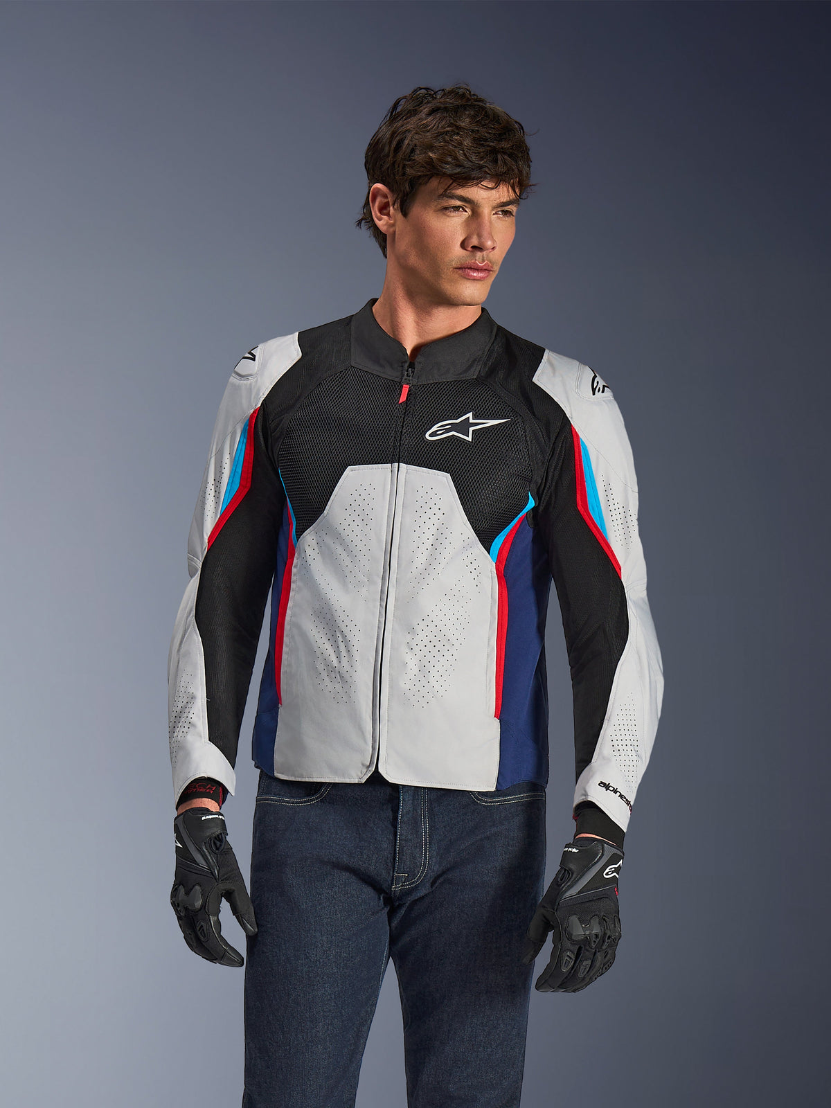 Alpinestars AST V3 Air Jacket - Silver/Deep Blue/Bright Red