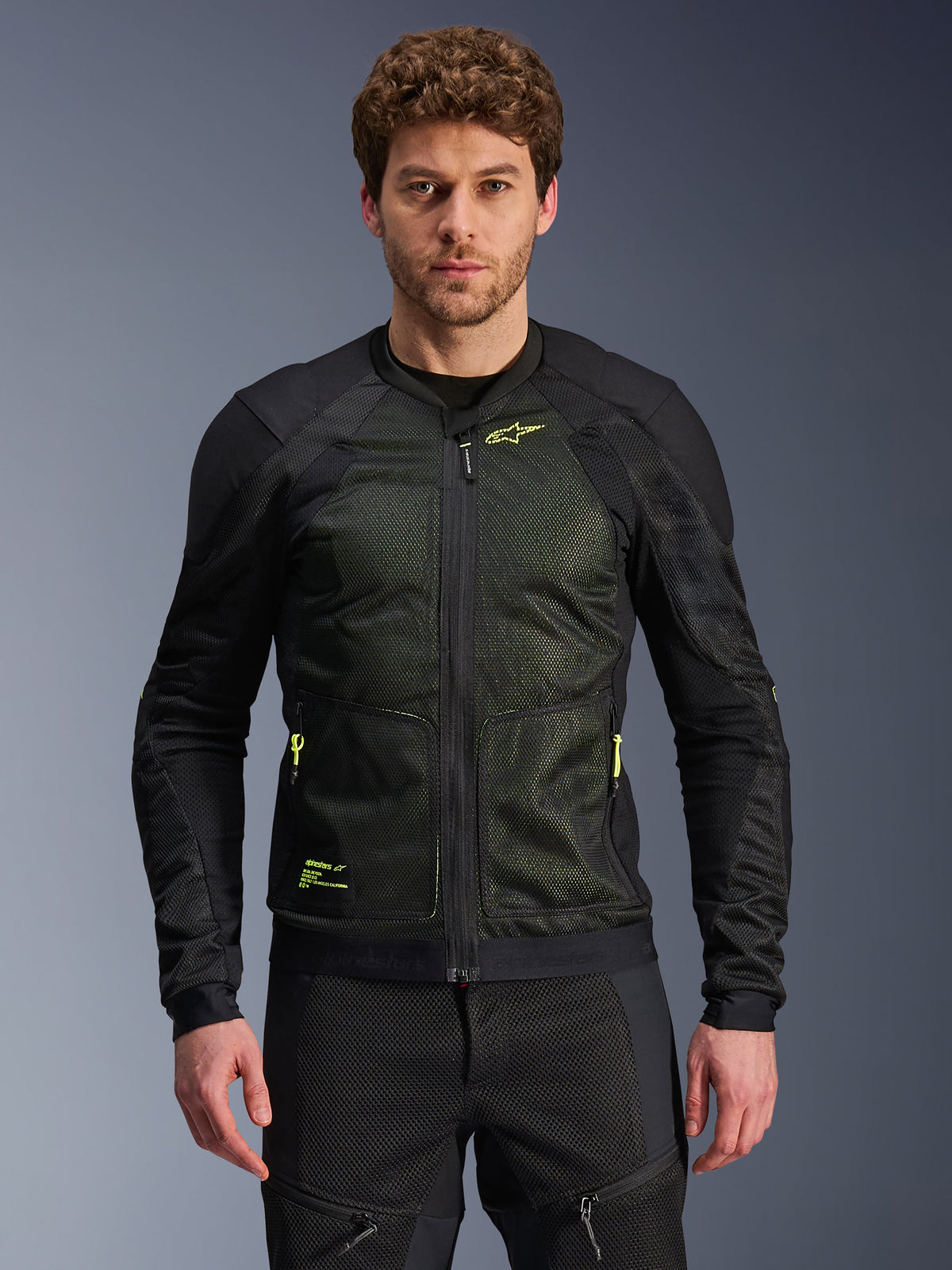 Alpinestars Troop-Air Jacket - Black/Yellow Fluo