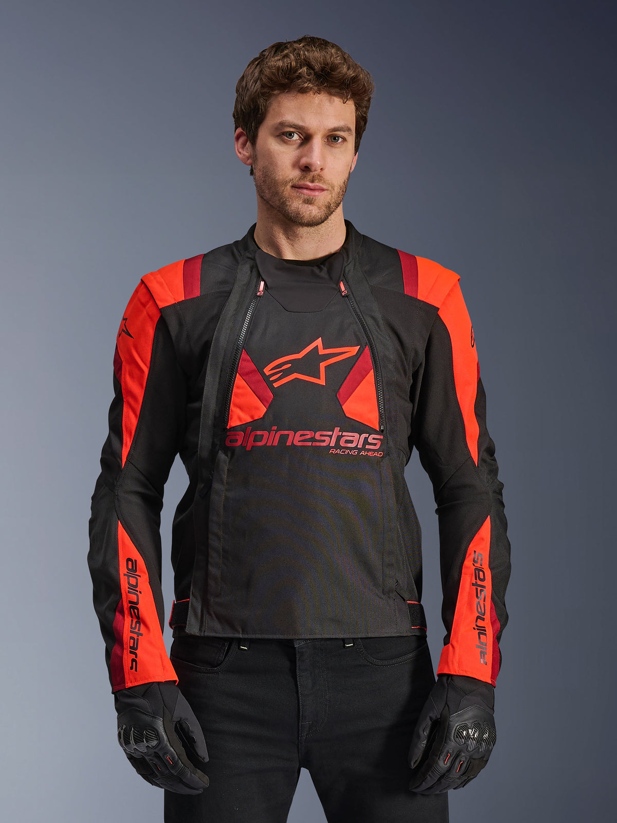 Alpinestars T-Stunt Air Jacket - Black/Red Fluo/Dark Red