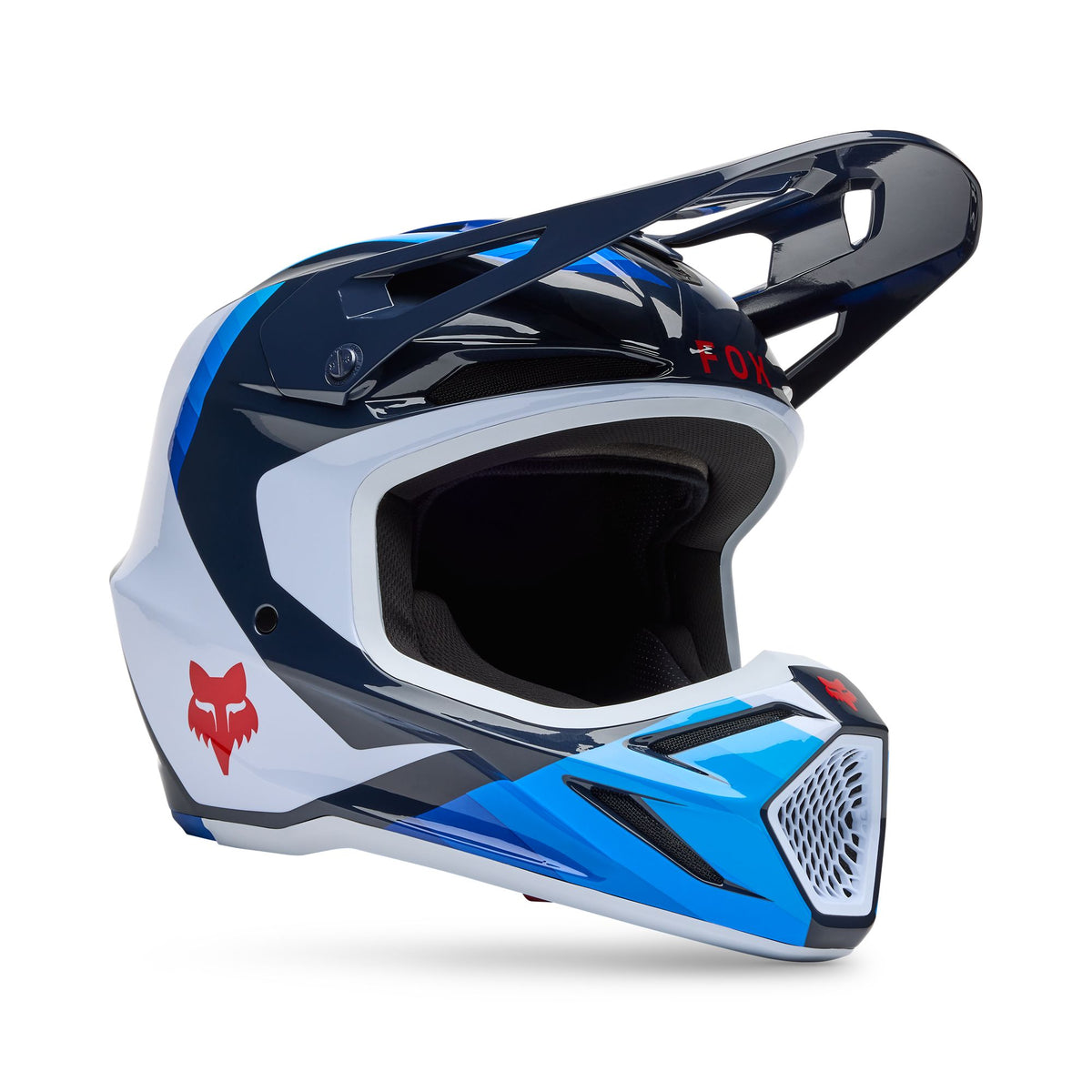 Fox Racing V3 Fade Helmet - White/Blue