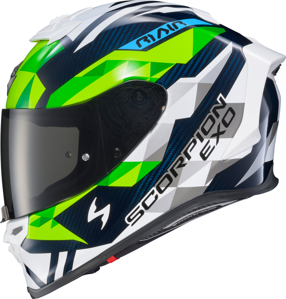 Scorpion EXO-R1 Air Carbon Rastor Helmet - White/Green/Blue
