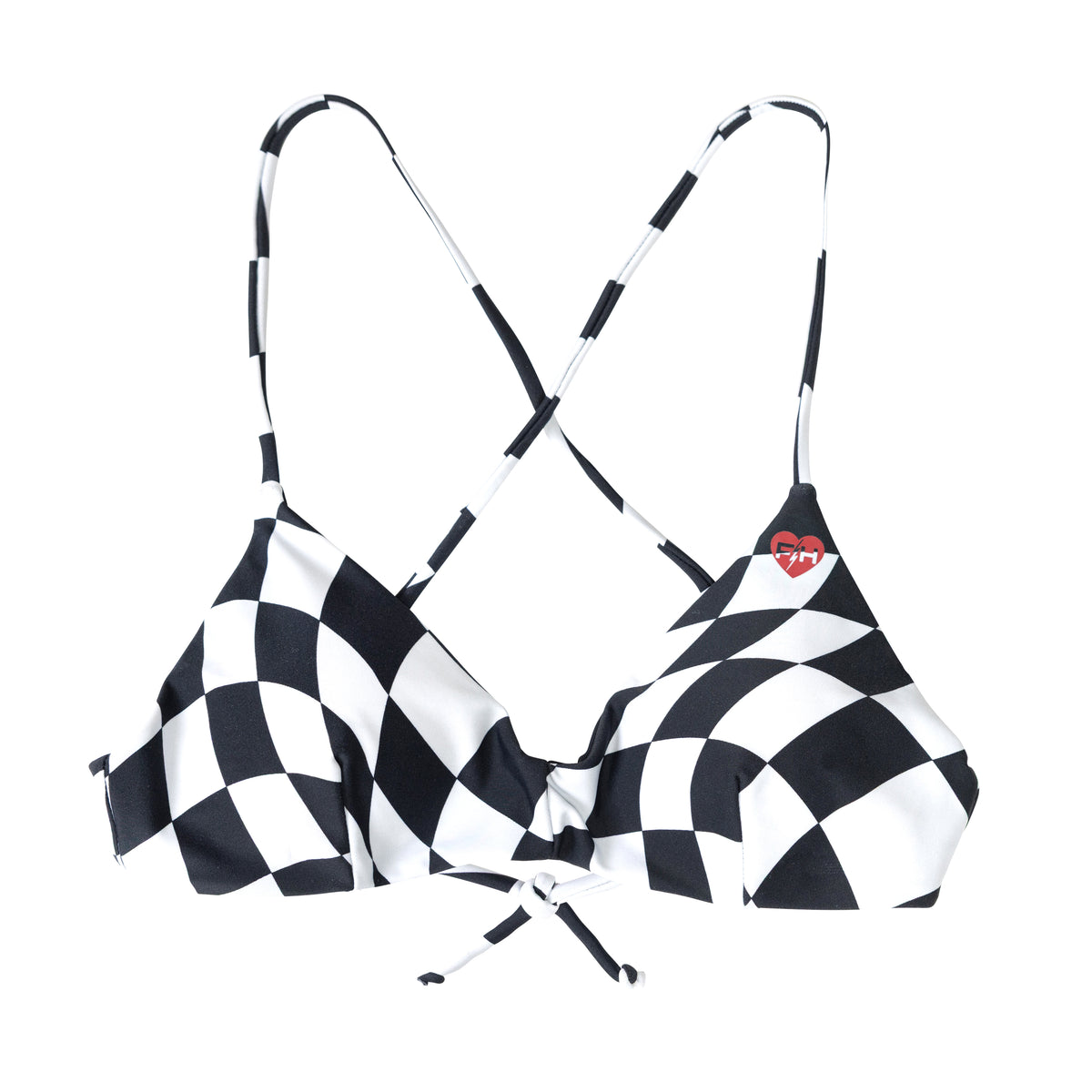 Fasthouse Womens Trip Swimsuits Bikini Top - Black/White