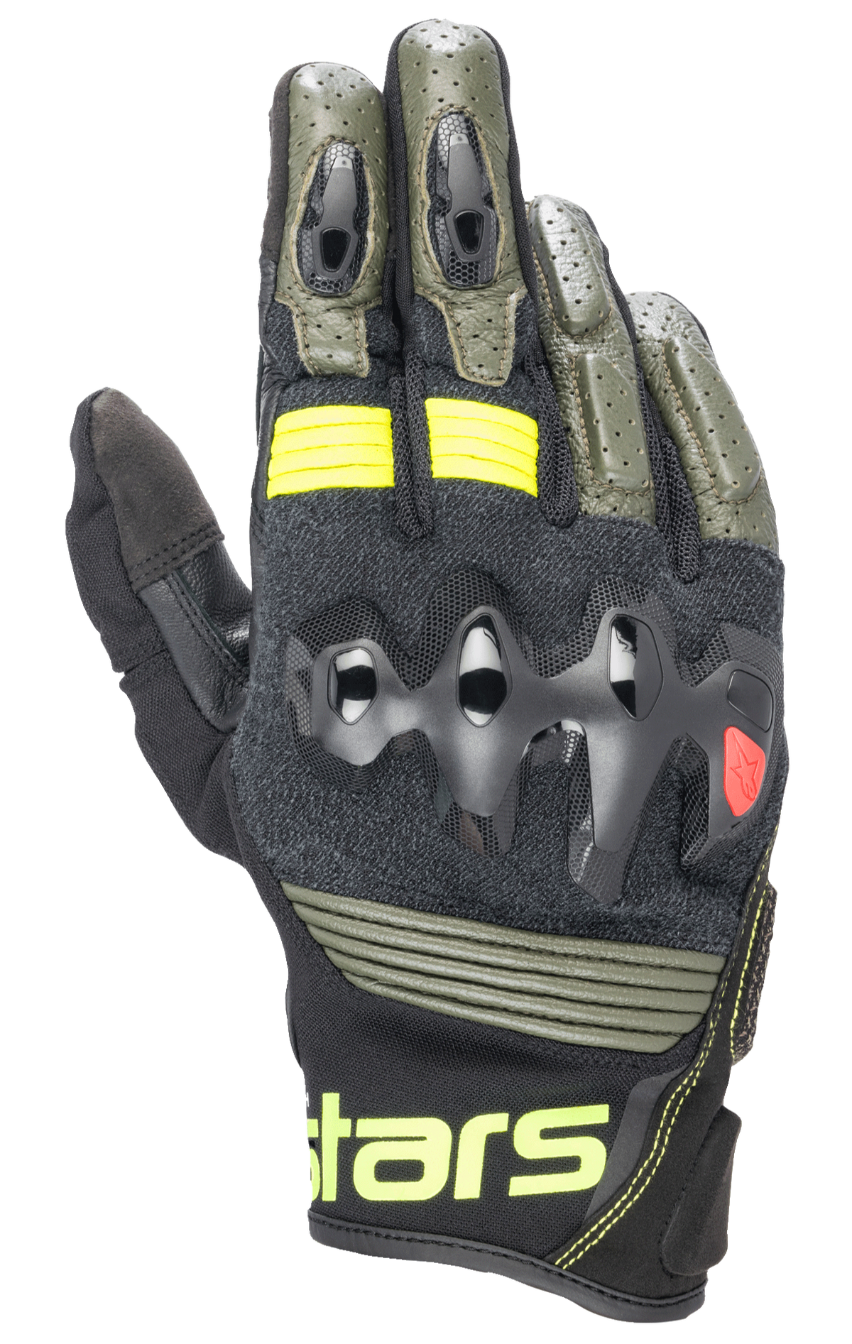 Alpinestars Halo Leather Gloves - Forest Black/Yellow Fluo