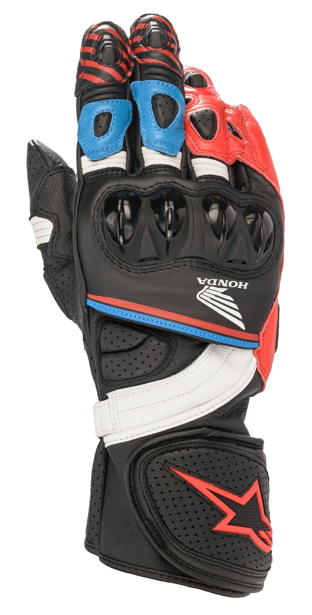 Alpinestars Honda GP Plus R V2 Gloves - Black/Bright Red/Blue
