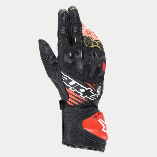 Alpinestars GP Tech V2 S Gloves - Black/Bright Red Fluo