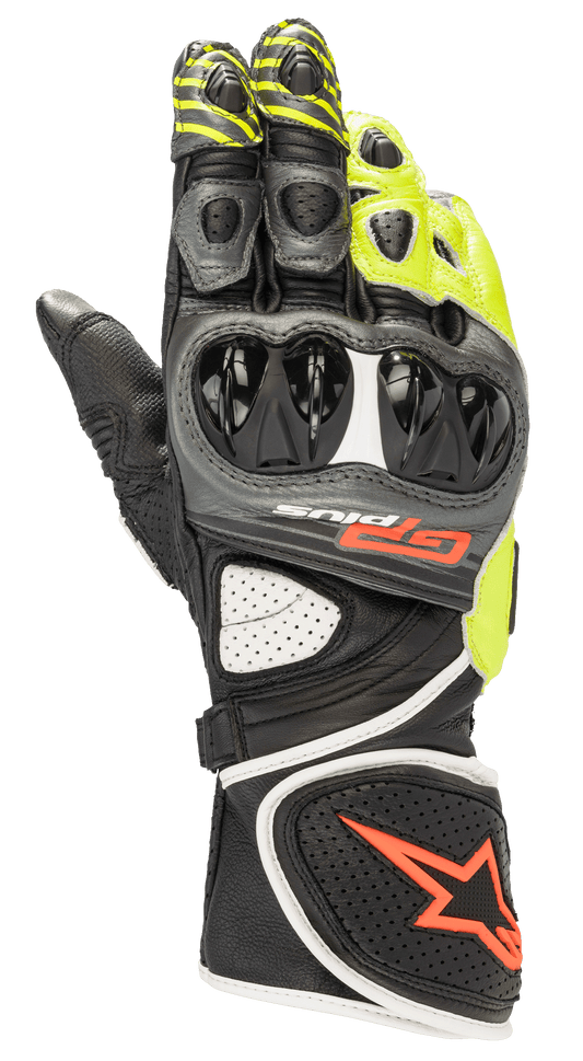 Alpinestars GP Plus R v2 Gloves - Metallic Gray/Black/Yellow/Red Fluo