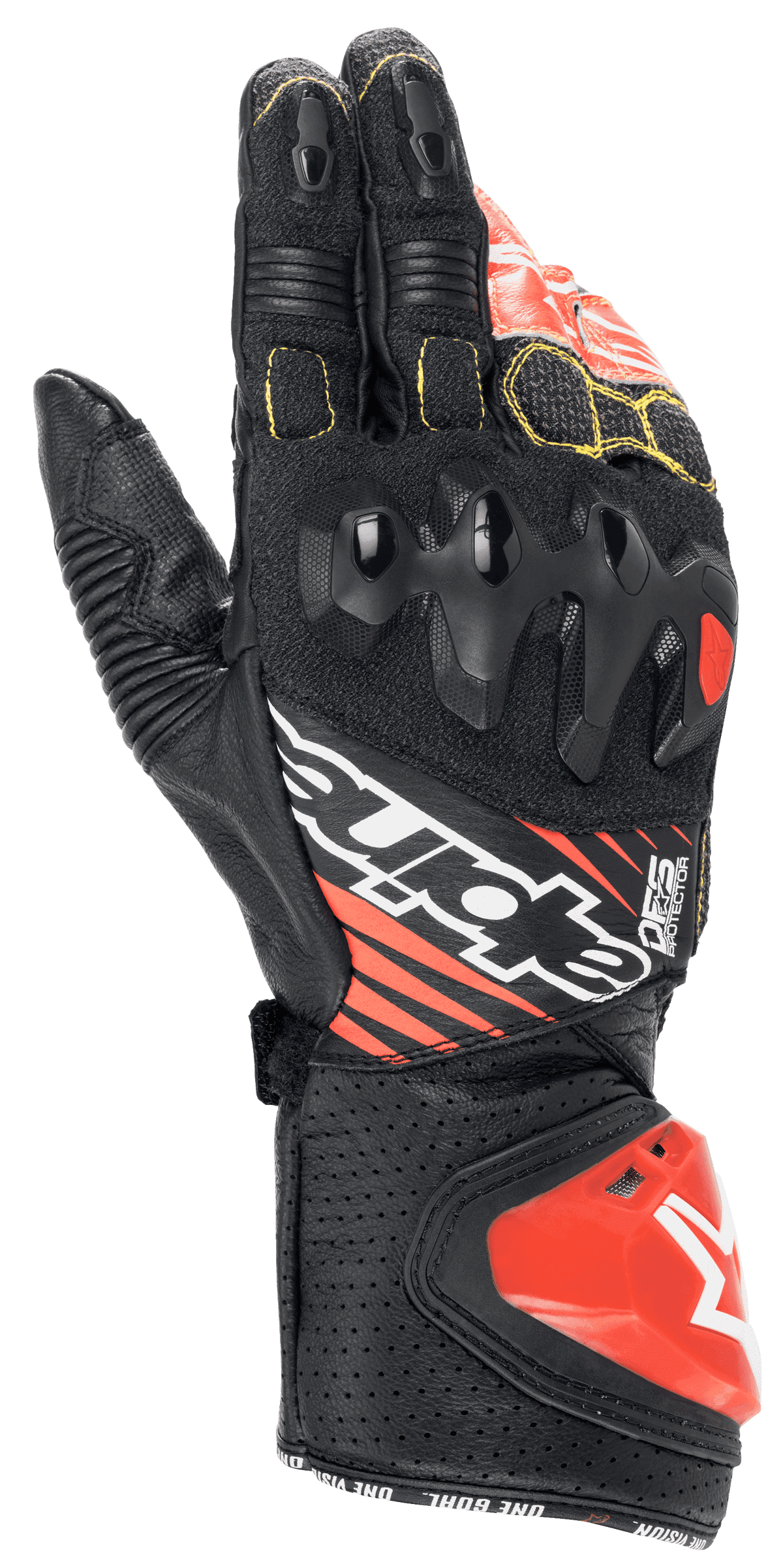 Alpinestars GP Tech V2 Gloves - Black/White/Red Fluo
