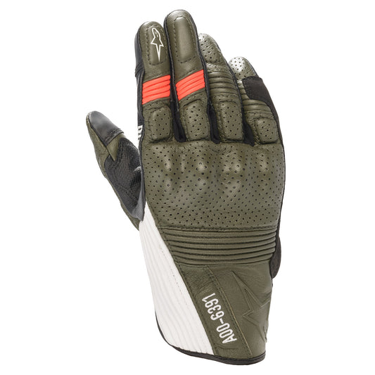 Alpinestars Kei Gloves - Forest Black/White/Red Fluo