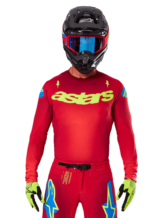 Alpinestars 2025 Supertech Maker Jersey - Bright Red/Yellow Fluo