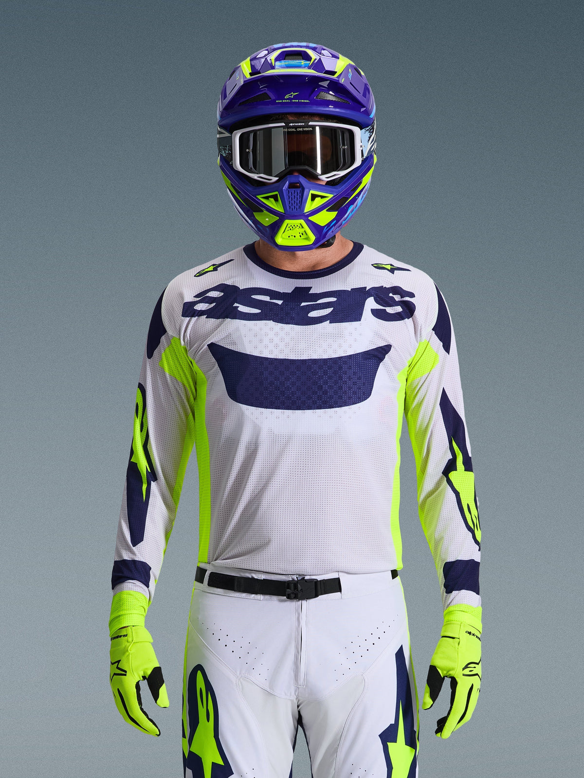 Alpinestars 2026 Racer Air Riway Jersey - Light Gray/Yellow Fluo/Blue